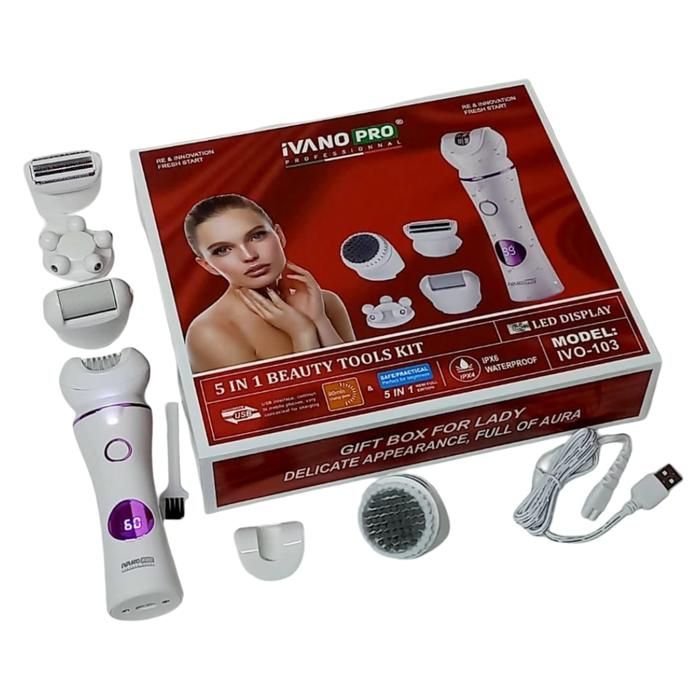 Kit Beauté 5 en 1 - Ivano Pro - Écran LED - Étanche IPX5 - Sans fil