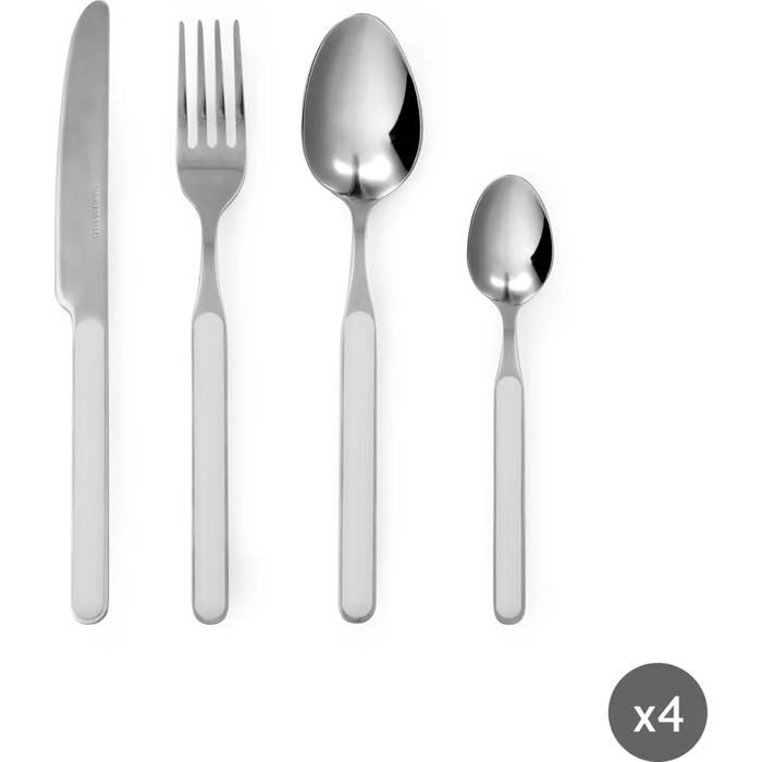 Set couverts - EXCELSA - Eclipse - 24 pièces - Blanc - Compatible lave-vaisselle