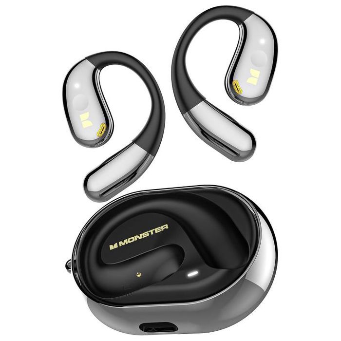 Monster Ecouteurs Open Ear AC360 Écouteurs rotatifs Bluetooth sans fil, contrôle tactile, batterie longue durée de vie 24h, IPX5