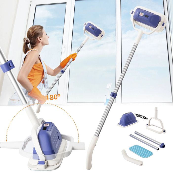 Nettoyeur de vitres électrique sans fil avec tête amovible, nettoyeur de vitres, lave-vitre pour carrelage, mur, voiture, poignées