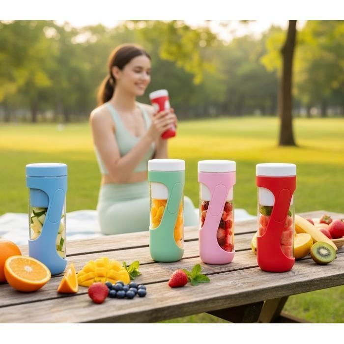 Blender portable rechargeable 450 ml – Presse-agrumes et mixeur de jus nutritifs (colleur aléatoire)