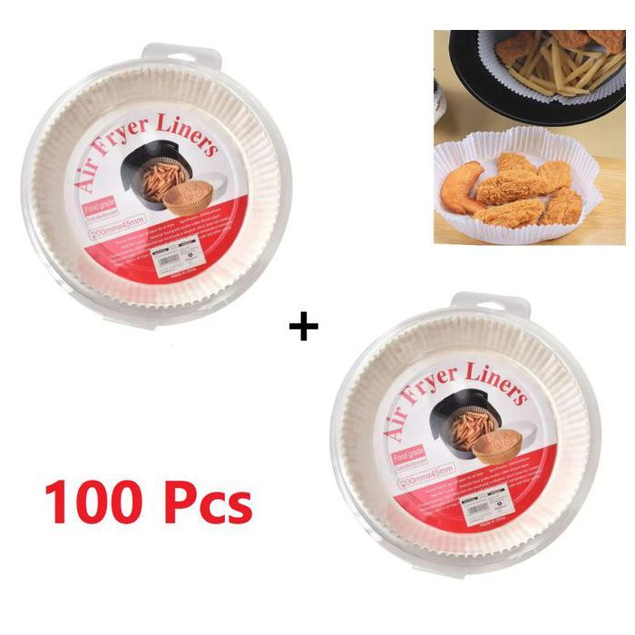 Kit de 100 Papier pour friteuse à air chaud, papier pour la cuisine, caissettes de cuisson pour friteuse à air