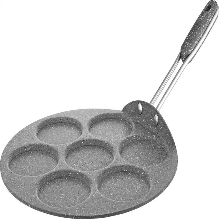 Poêle à pancakes - HASCEVHER - 40cm - Granit - Compatible tous feux - Couleur grise