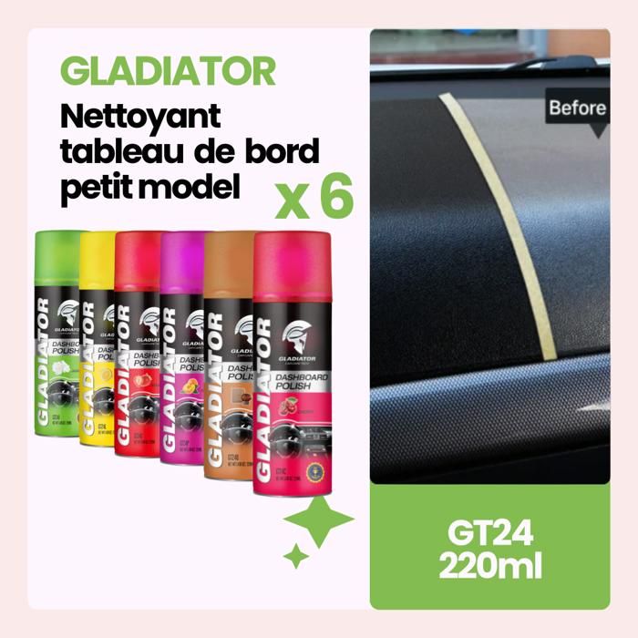 Pack 6 Gladiator Nettoyant Tableau de Bord 220ml
