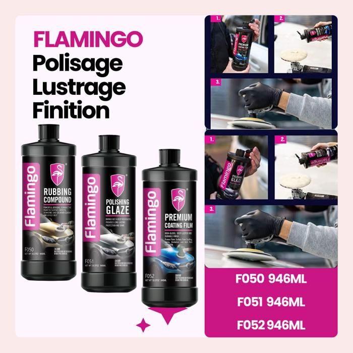 Pack 1 F050 Flamingo pâte à polir + 1 F051 Flamingo Polishing Glaze + 1 F052 Flamingo premium film protection