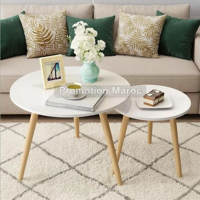 Table Basse - Sonoma - Ensemble de 2 - Design Moderne - Rond - 60 cm