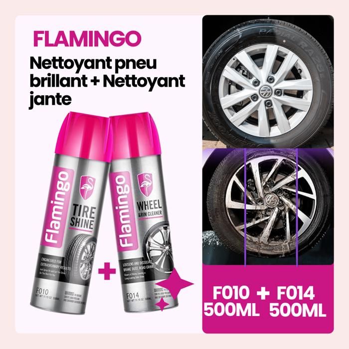 Pack 1 F010 Nettoyant pneu flamingo + 1 F014 Nettoyant jante