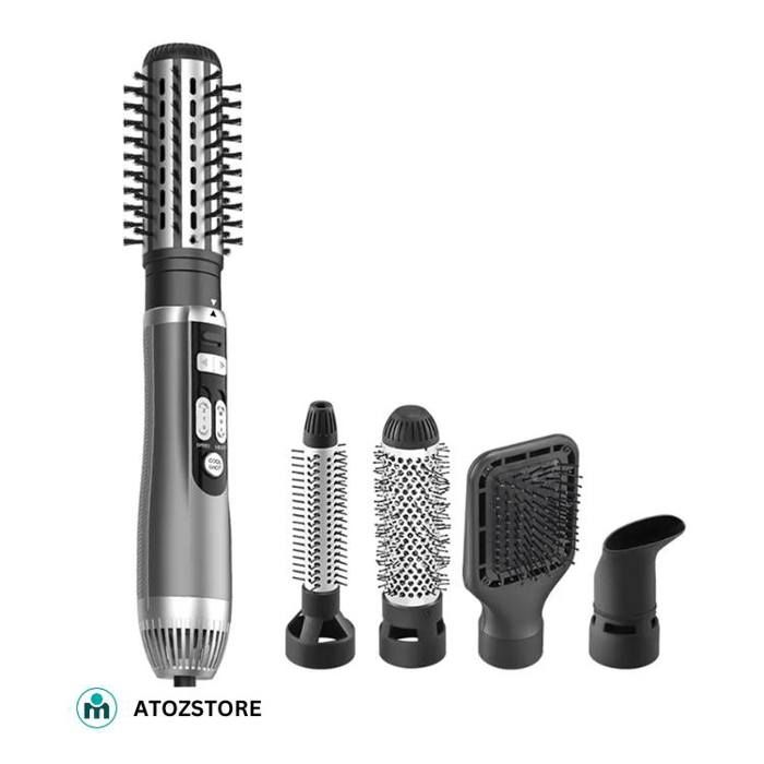 ENZO 4 en 1 Brosse coiffante professionnelle détachable, sèche-cheveux rotatif à air chaud et fer à friser