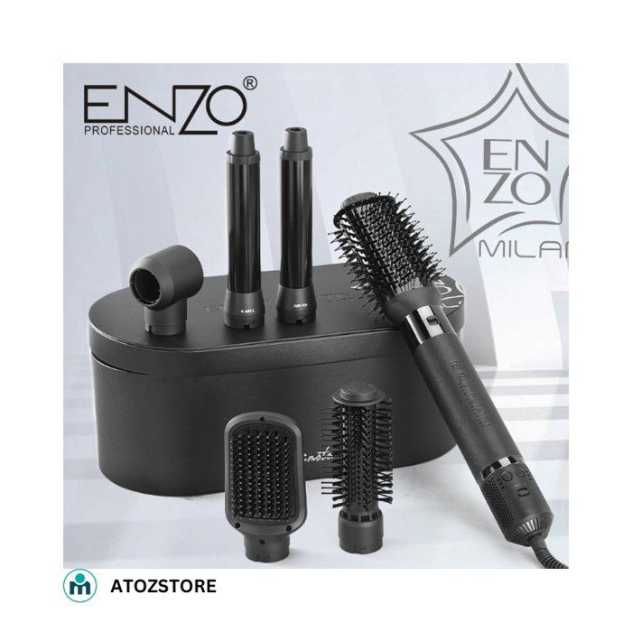 ENZO Styler 6 en 1 Professionnel, brosse à cheveux ionique, lisseur, fer à friser et sèche-cheveux