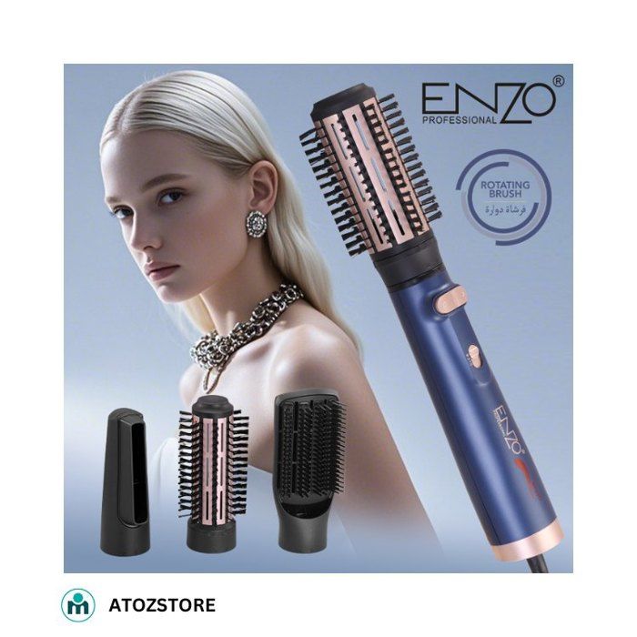 ENZO 4 en 1 Brosse Soufflante Électrique, sèche-cheveux à air chaud avec peignes interchangeables et lisseur