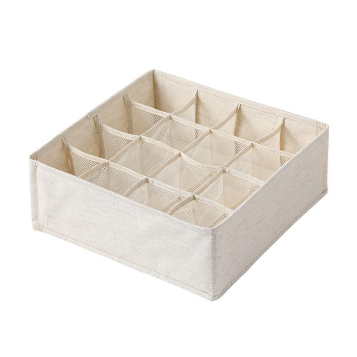 Boîte de rangement en tissu carrée à 16 compartiments