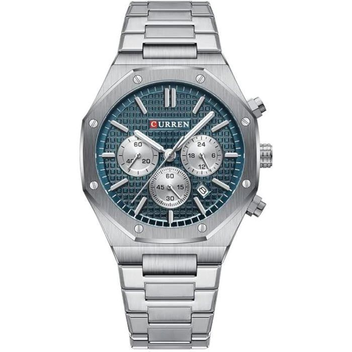 Montre CURREN 2023 pour homme, montre-bracelet lumineuse à quartz de luxe avec chronographe en acier inoxydable, 8440