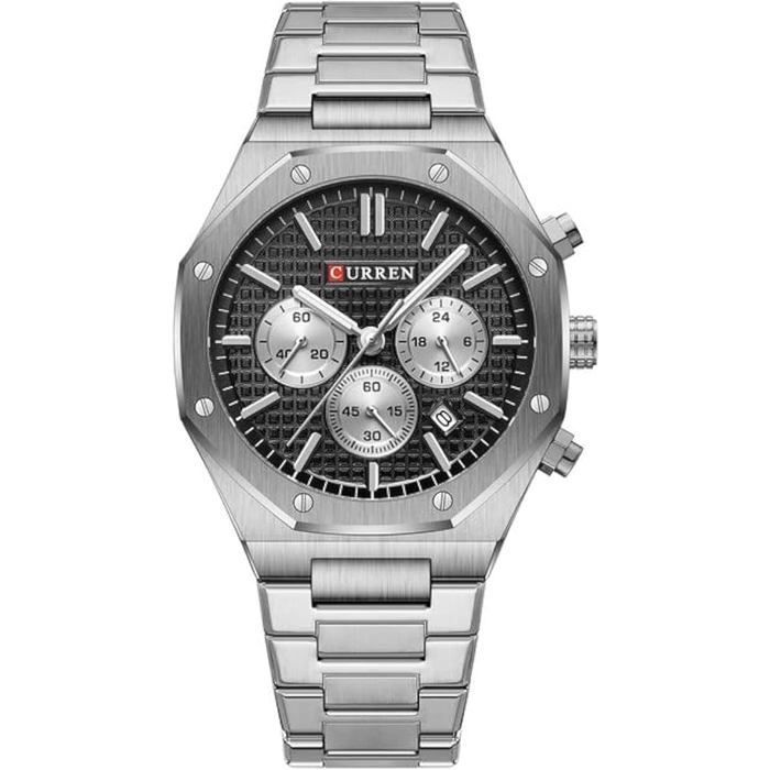Montre CURREN 2023 pour homme, montre-bracelet lumineuse à quartz de luxe avec chronographe en acier inoxydable, 8440