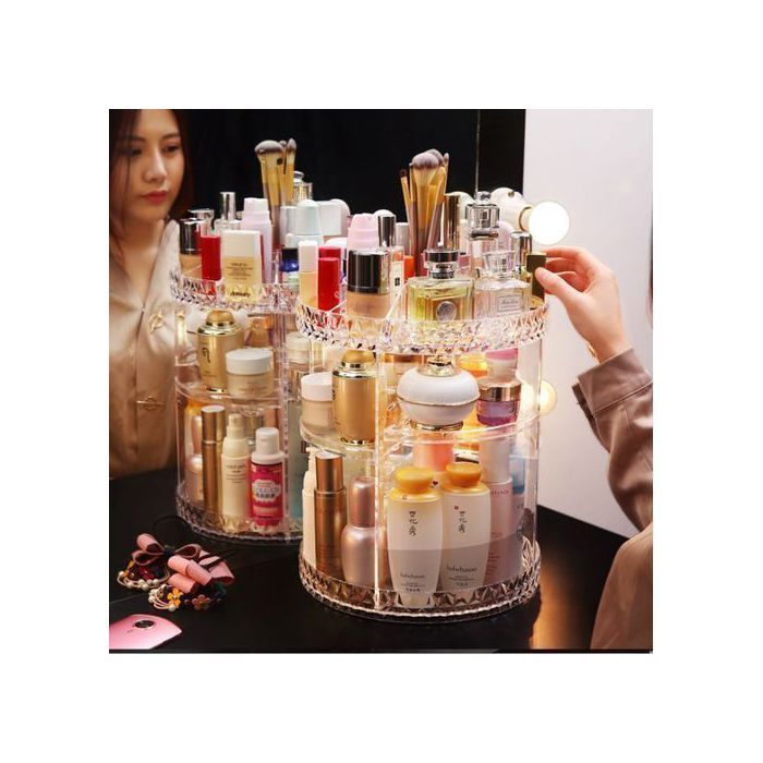 Organisateur de maquillage détachable à 360 degrés, vitrine de maquillage multifonctionnelle intérieure