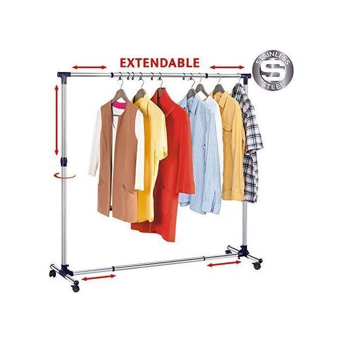 Porte-vêtements pliant mobile assemblé porte-manteau réglable