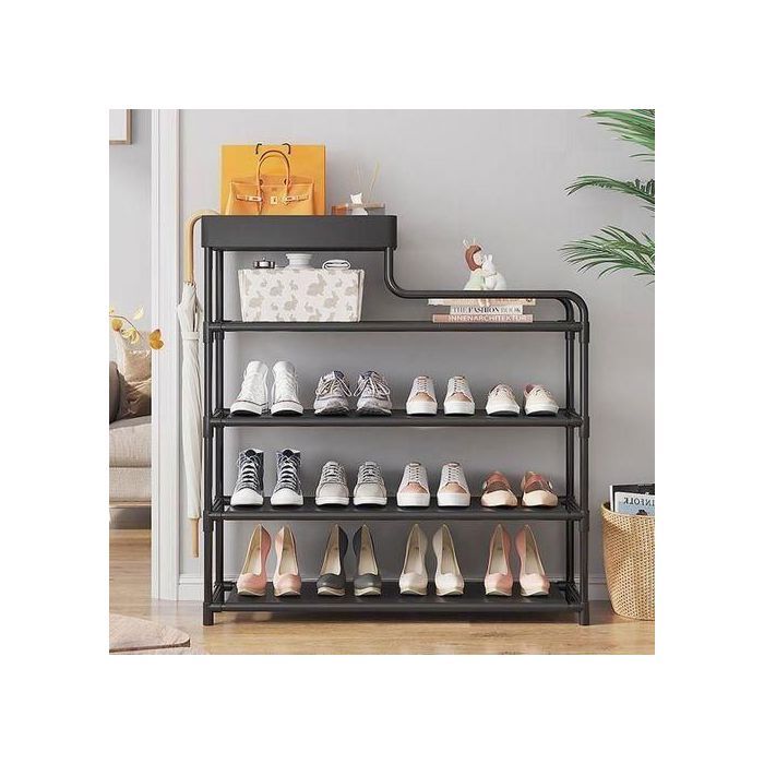 Etagères Meuble Entrée avec Boite de Rangement Chaussures Rangement 5 niveaux Tringles de placards