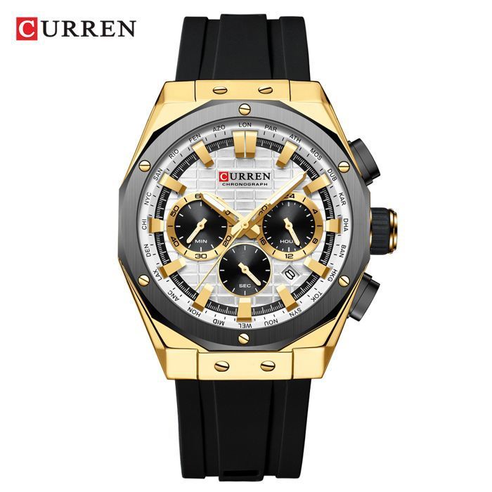 CURREN 8464 nouvelles montres pour hommes multifonctionnelles Date étanche bracelet en silicone haut de gamme pour hommes