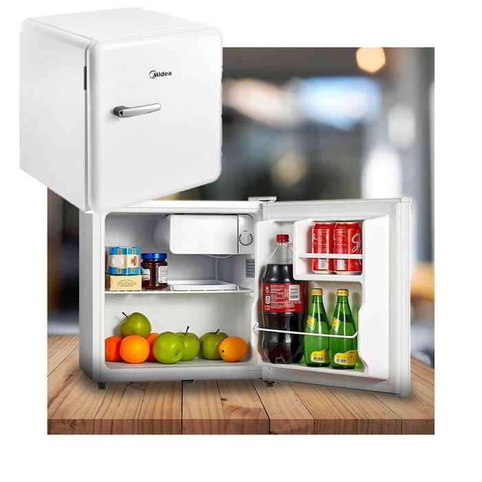 Midea Mini réfrigérateur Minibar Blanc 47L design avec petit compartiment congélateur idéal pour chambre