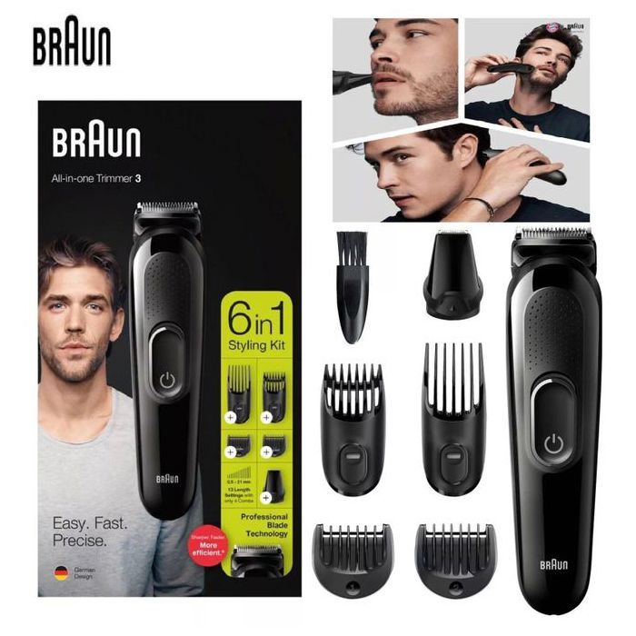Braun Tondeuse tout-en-un 6en1 MGK3225 à cheveux barbe- tête avec lames tranchantes à vie