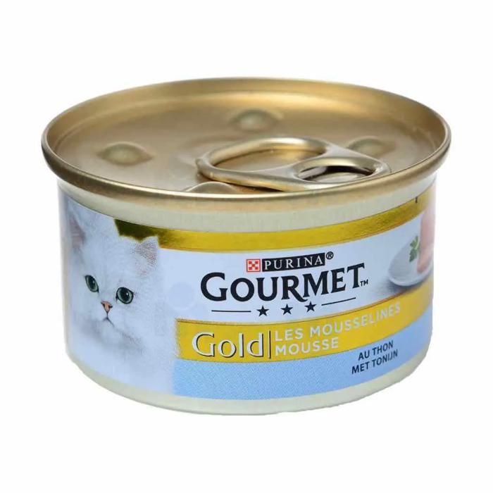 Mousse au thon pour chat adulte - GOURMET - Les Mousselines Gold - 85g - Moelleuse - Aliment complet