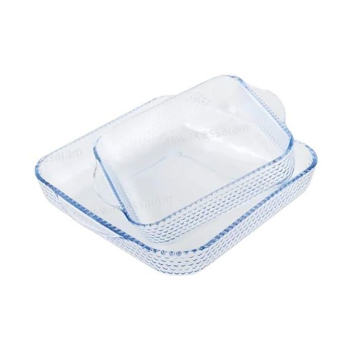 2 plat a four Pyrex -Set de 2 Plats à Four en Verre – Carrés et résistant Gm 29 / 29 Pm 24 24