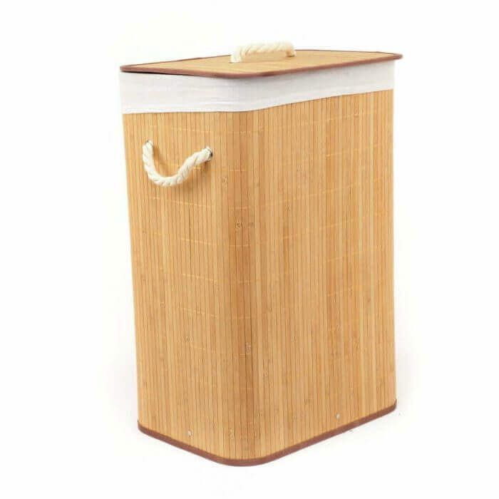 Panier à linge- Panier à Linge Pliable en Bois de Bambou Panier à Linge Pliable avec Couvercle Doublure Intégrée Panier de Rangement