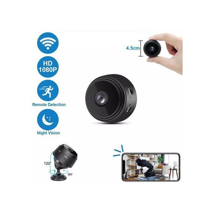 Mini WiFi HD 720P Caméra IP sans Fil à Vision Nocturne de Sécurité de Maison à Grand Angle de 120 Degrés - Noir