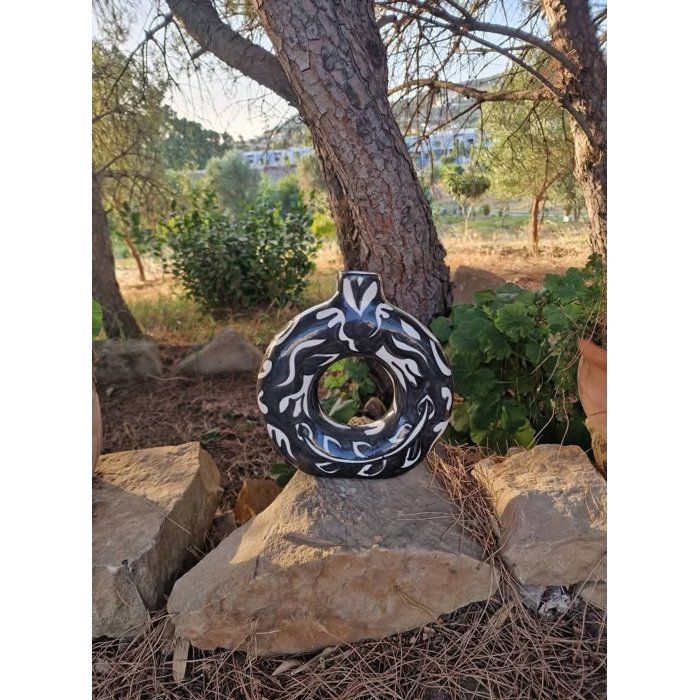 VASE SPIRALIS BLANC ET NOIR