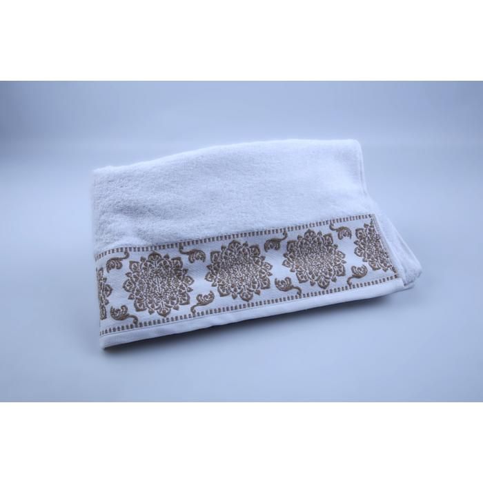 Serviette de main Flower 450 g/m² blanc et beige 80x160 cm