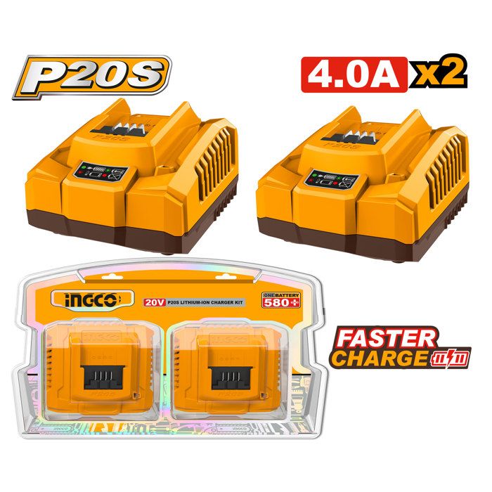 INGCO - Kit chargeur lithium-ion P20S