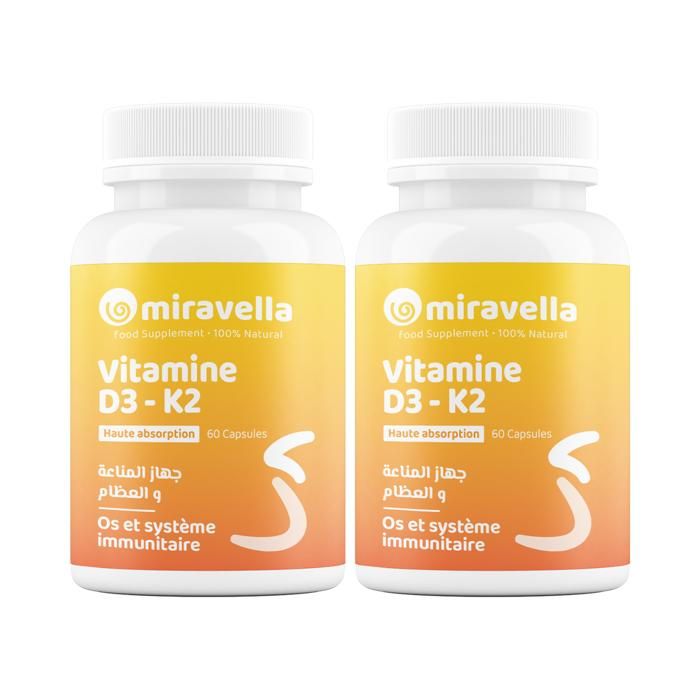 Duo Vitamine D3-K2, 120 capsules 100% naturel