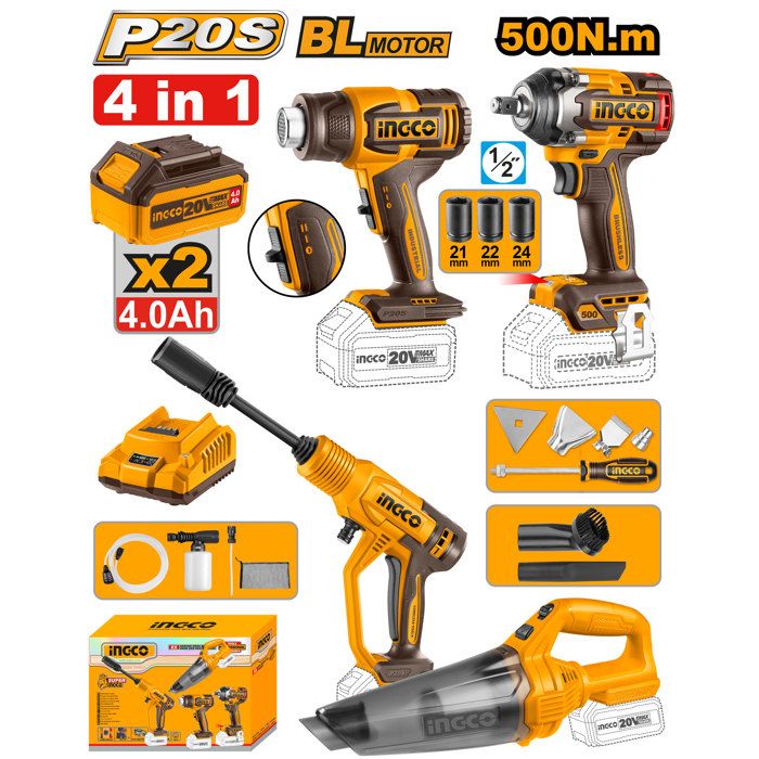 Liberté, puissance, efficacité – Le kit sans fil 4 pièces INGCO