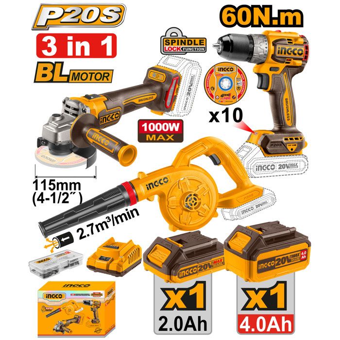 Ensemble d’outillage sans fil INGCO – 3 pièces essentielles