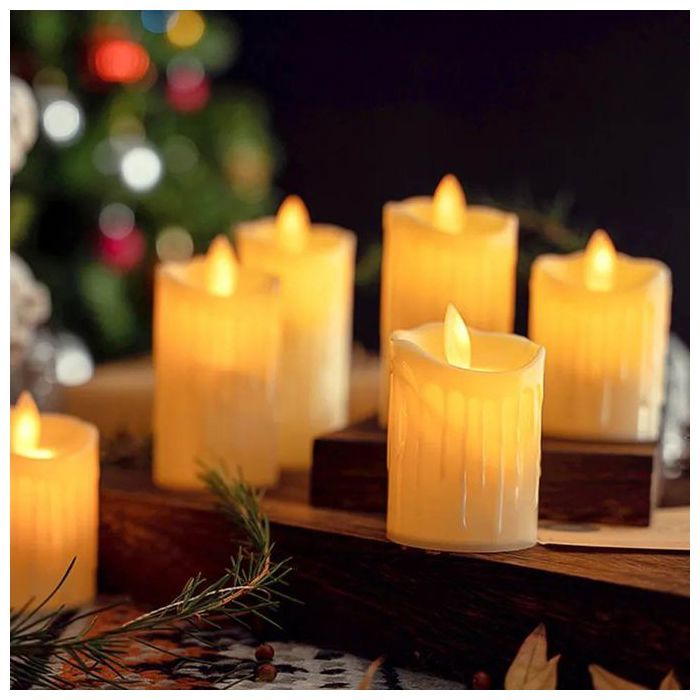 Lot de 5 bougies sans flamme en forme de vague