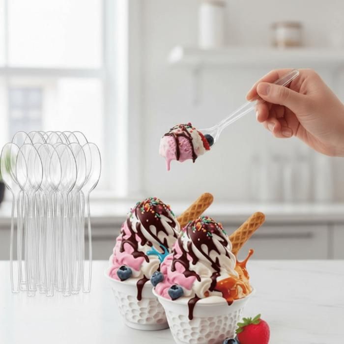 Pack de 50 cuillères transparentes réutilisables et durables