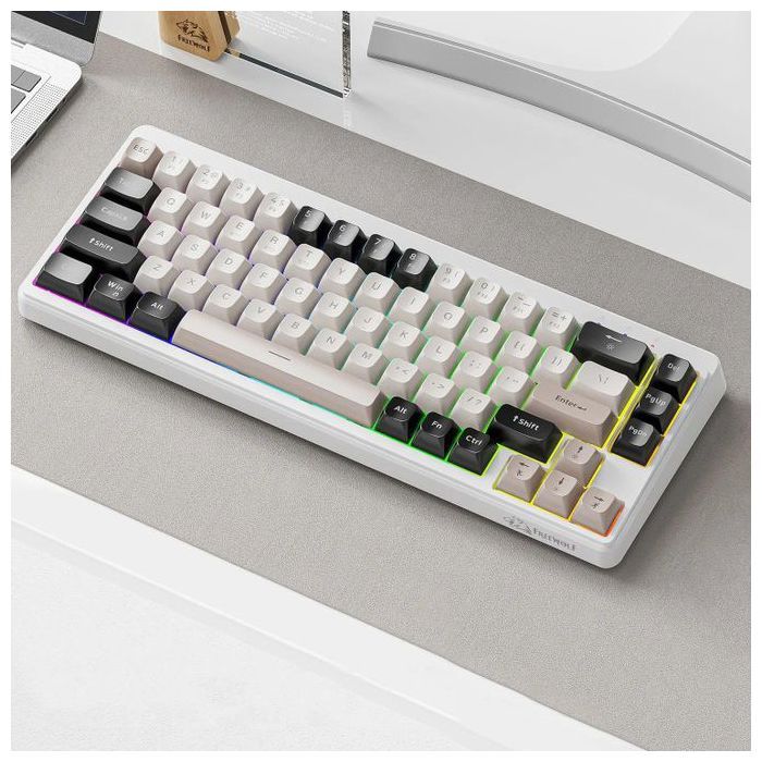 Mini Clavier de jeu sans fil M68, connections Bluetooth /2.4GH et cable, rétroéclairage, clavie silencieux pour les jeux , 68 Touche