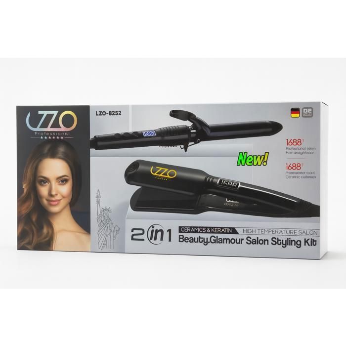 2 en 1, lisseur et fer à boucler en céramique & kératine, coiffage rapide et brillant pour des résultats de salon