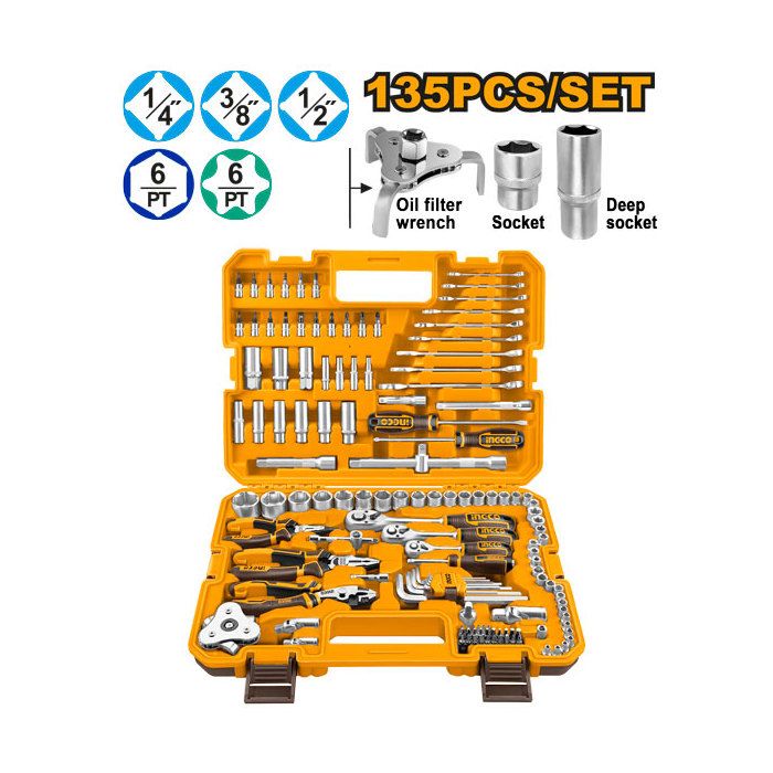 INGCO - Ensemble d'outils combinés de 135 pièces