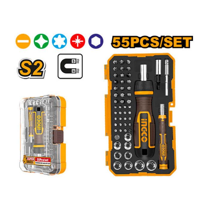 INGCO - Ensemble de tournevis et embouts de précision 45 pièces