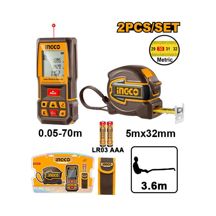 INGCO - Kit combiné de détecteur de distance laser