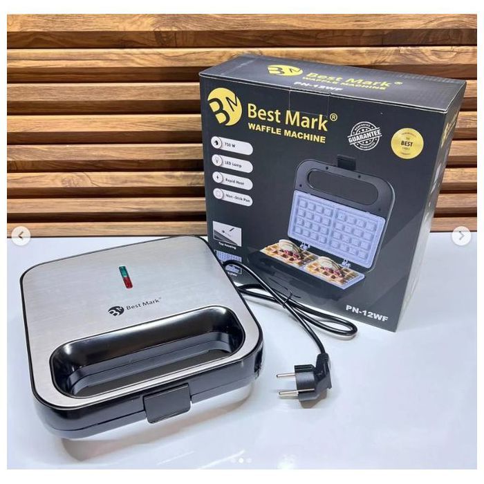 Gaufrier électrique antiadhésif, 2 tranches, 750 watt, granit, appareil à gaufre