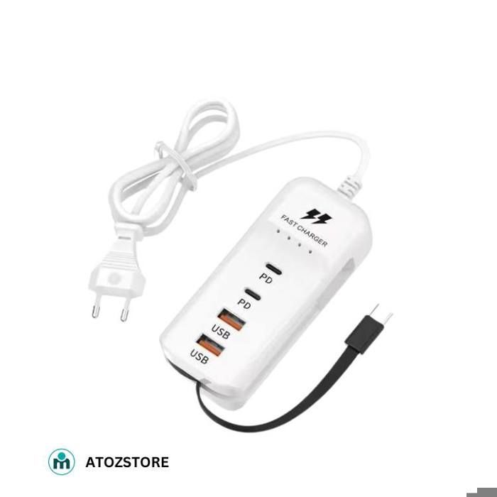 Chargeur USB 66W, 4 Ports Type-C PD + QC 3.0, Charge Rapide, Adaptateur Secteur Universel, couleur aléatoir