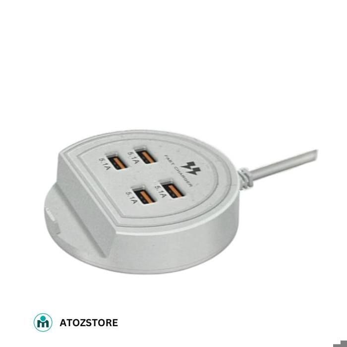 Multiprise 4 Ports USB Design Compact avec Câble de Charge Rapide Intégré, couleur aléatoir