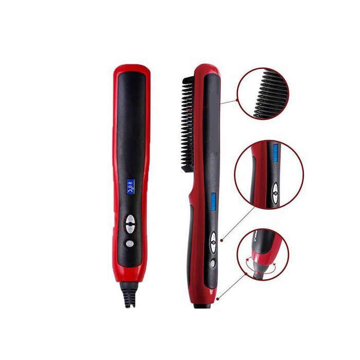 Brosse à cheveux électrique 2 en 1, peigne chauffant en céramique lisse