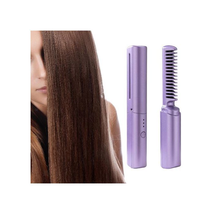Brosse à lisser les cheveux sans fil, peigne chauffant pour femmes et hommes