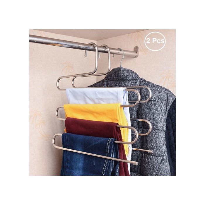 Set de 2 Cintres Porte-Pantalons Multi-Usages De 5 étages