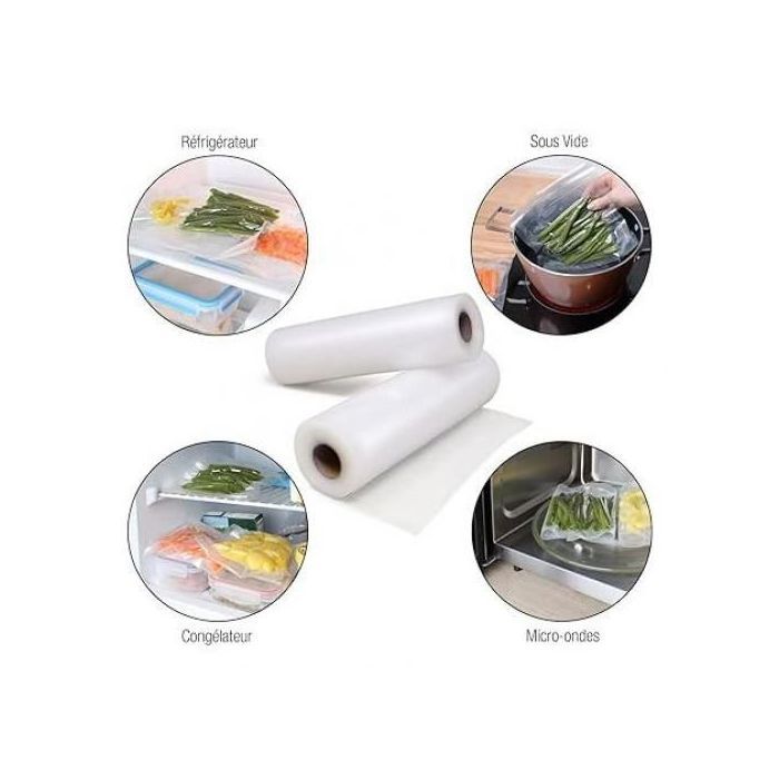 2x Rouleau Sachet de conservation des aliments pour sous vide Sacs réutilisables