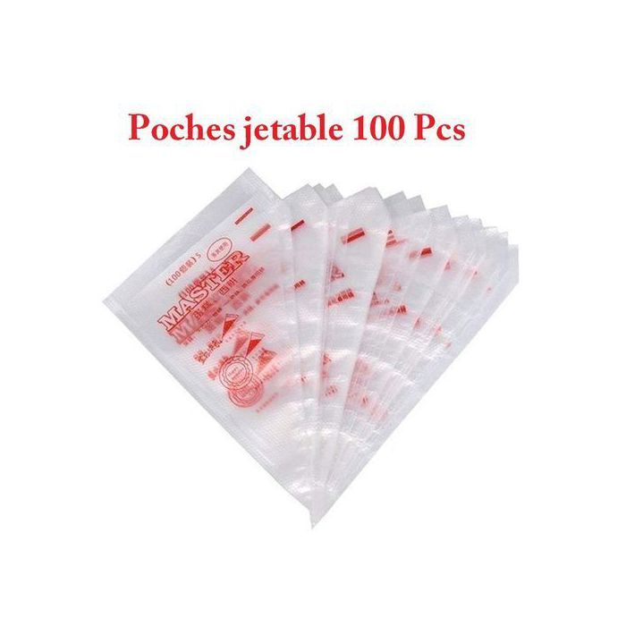 100 Pcs // Poche Jetable en Plastique Grande Taille; Pour glaçage & décoration de gâteau