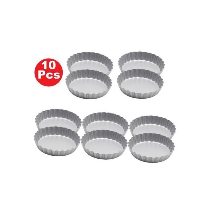 Set de 10 Mini Moules à quiches anti adhésifs, moules à tarte, Moules à gâteaux