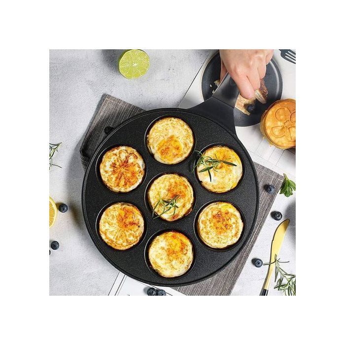 Crepière anti-adhésive 26 cm, avec 7 cavités Harcha, Crêpe, Pancake.